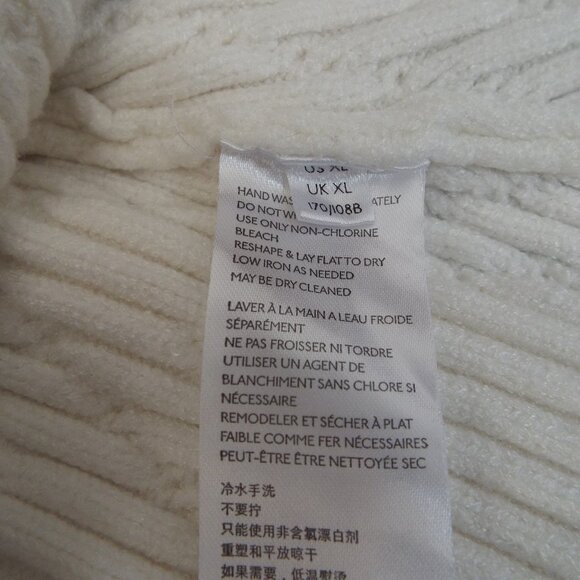 Free People White Emmaline Cable Knit Mini Sweater Dress w/Back Cut-Out Size XL - Picture 13 of 14